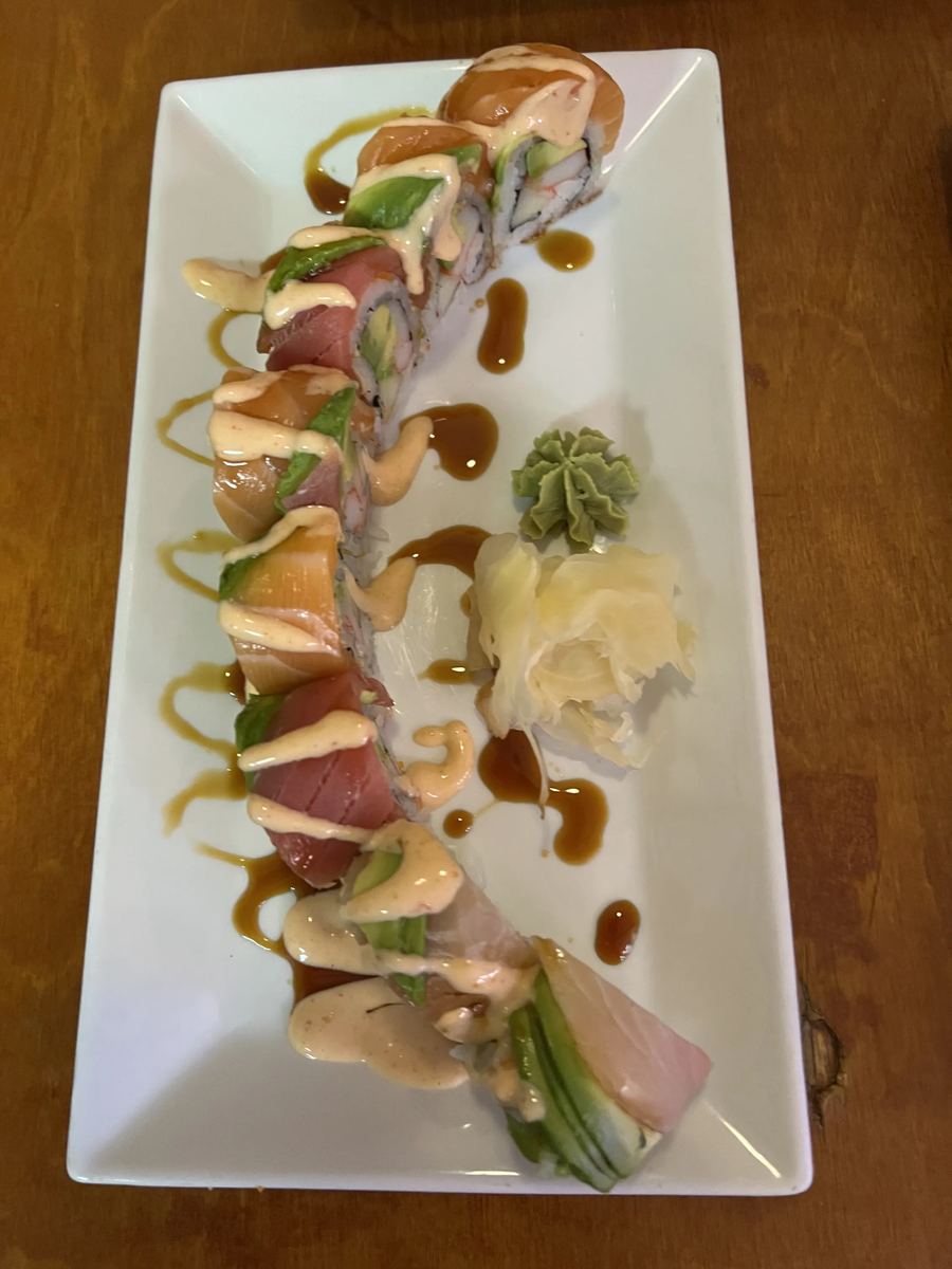 California roll rolled in sesame seeds and tobiko